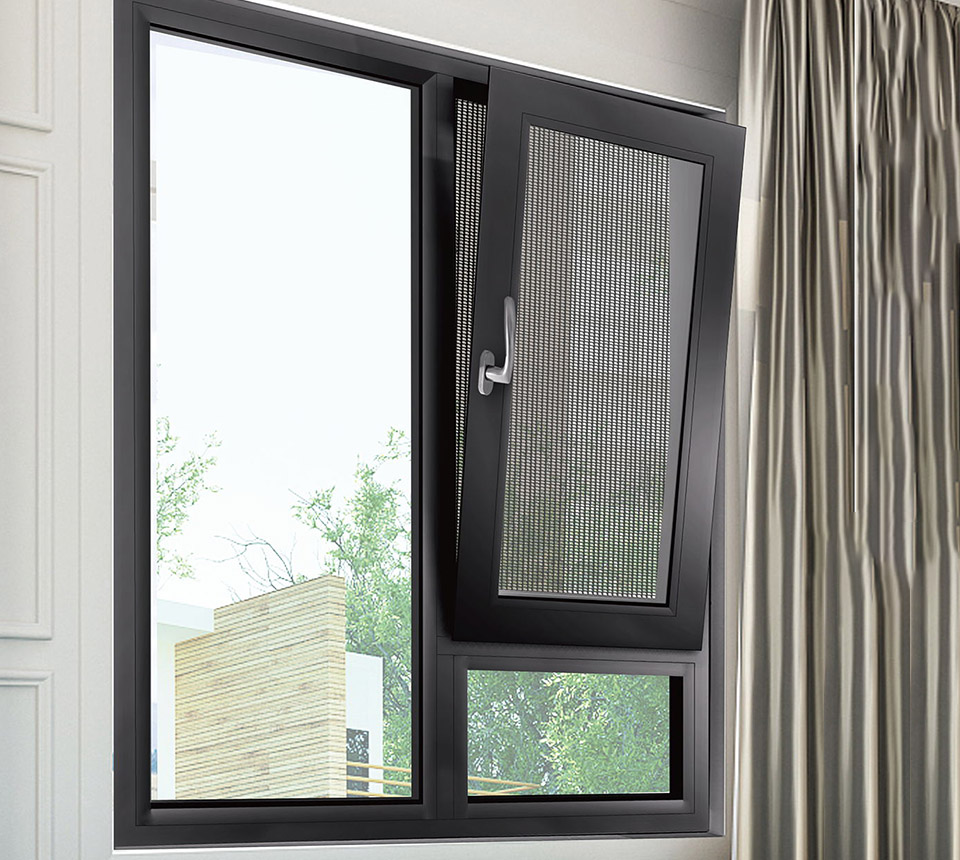 100系统钢纱一体外开窗